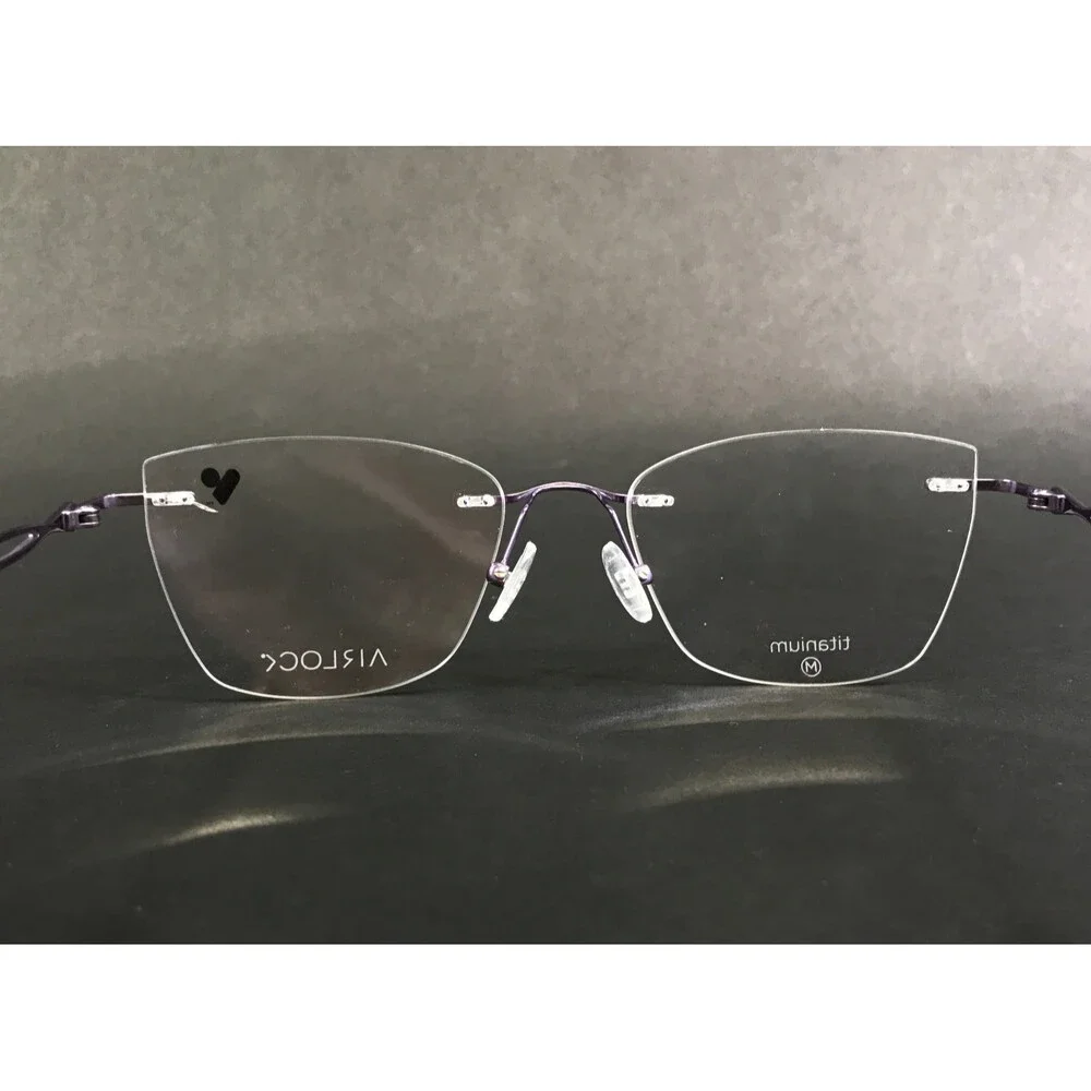 Airlock Eyeglasses Frames Skye 202 502 Purple Rimless Cat Eye Titanium 52-18-140